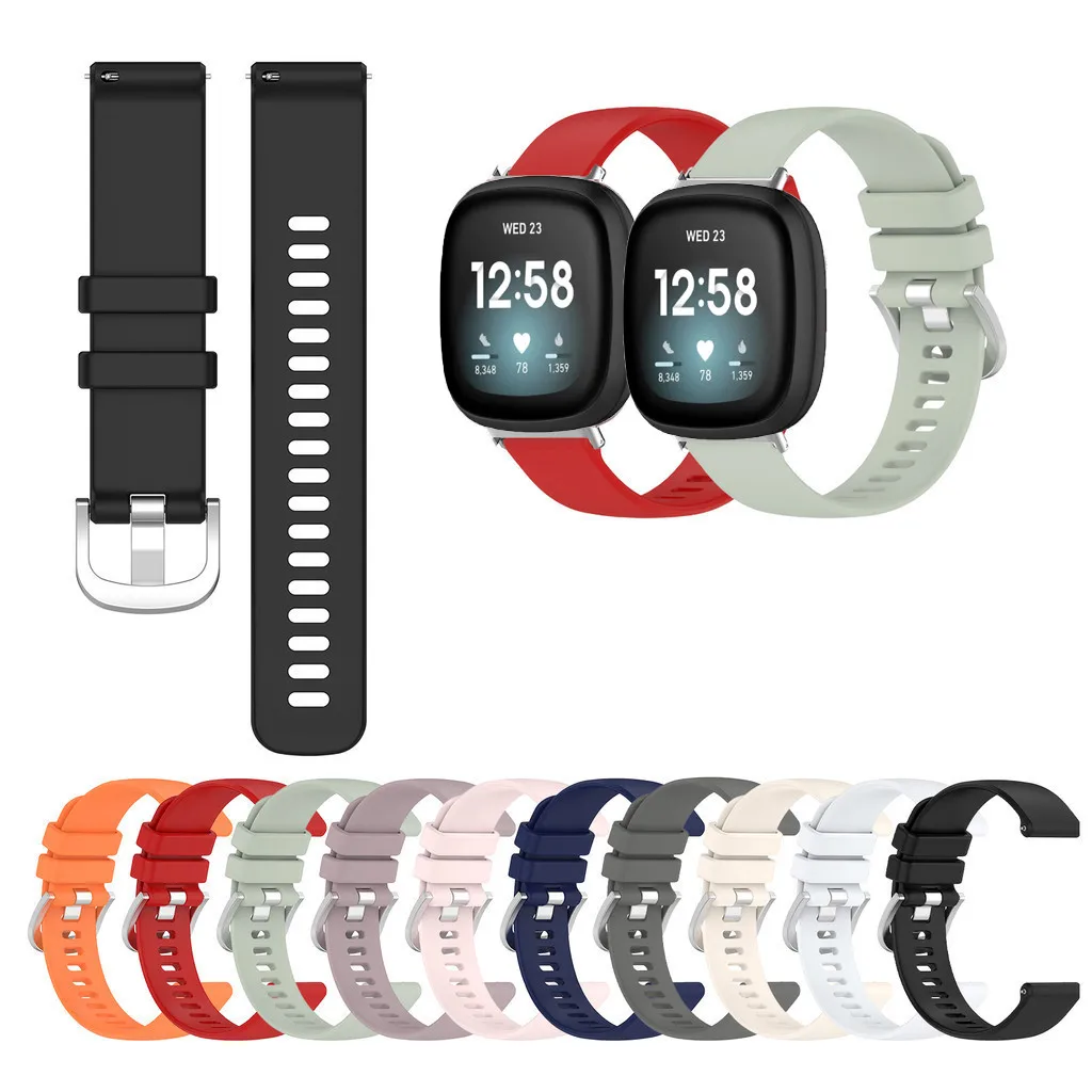 Silicone Strap For Fitbit Versa 3 4 Sense 2 Versa4 Versa3 Simple Solid Candy Colors Smart Watch Fashionable Wrist Band
