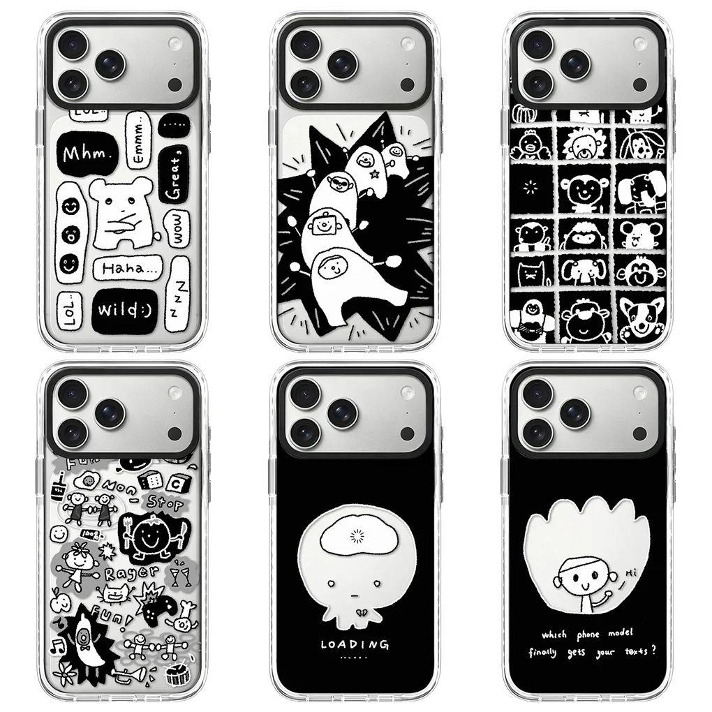 

Wild Cartoon 2.0 Acrylic White Border Phone Cover for IPhone 12 13 14 15 16 17 Pro Max Case for IPhone 17 Air