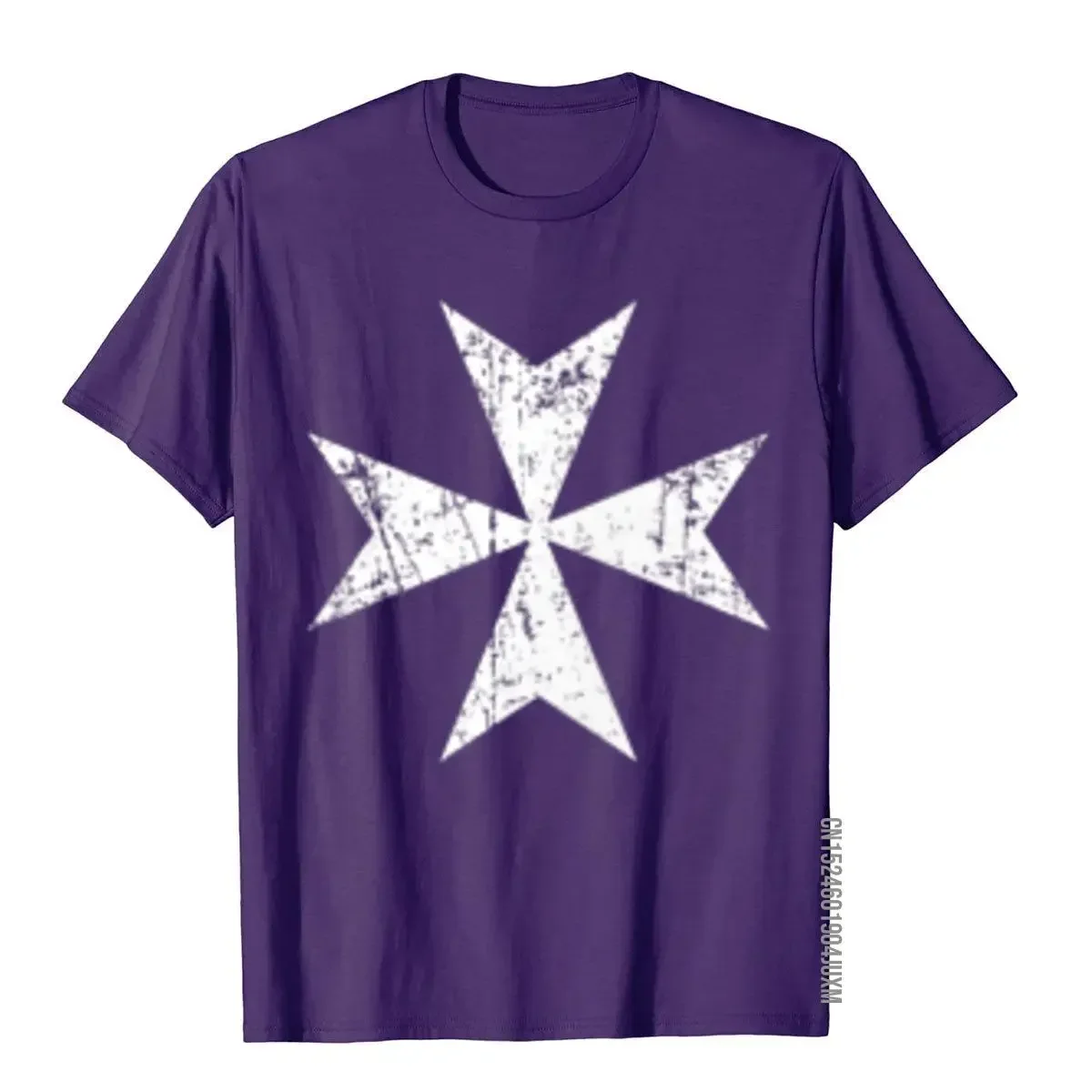 Maltese Cross Small Breastpocket White Print T-Shirt Top T-Shirts For Men Beach T Shirt Popular Unique Cotton