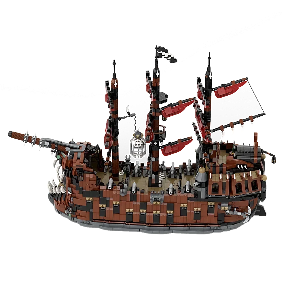 Gobricks MOC The Ruined King Bricks Model The Black Pearl Flying Dutchman Mascot Building Blocks Set Toys For Gift