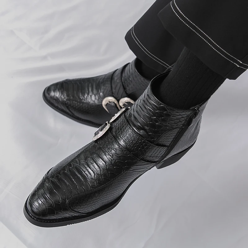 الرجال أحذية عالية أعلى بو حزام مشبك وأشار كعب منخفض المألوف العصرية الرجال الأحذية #6