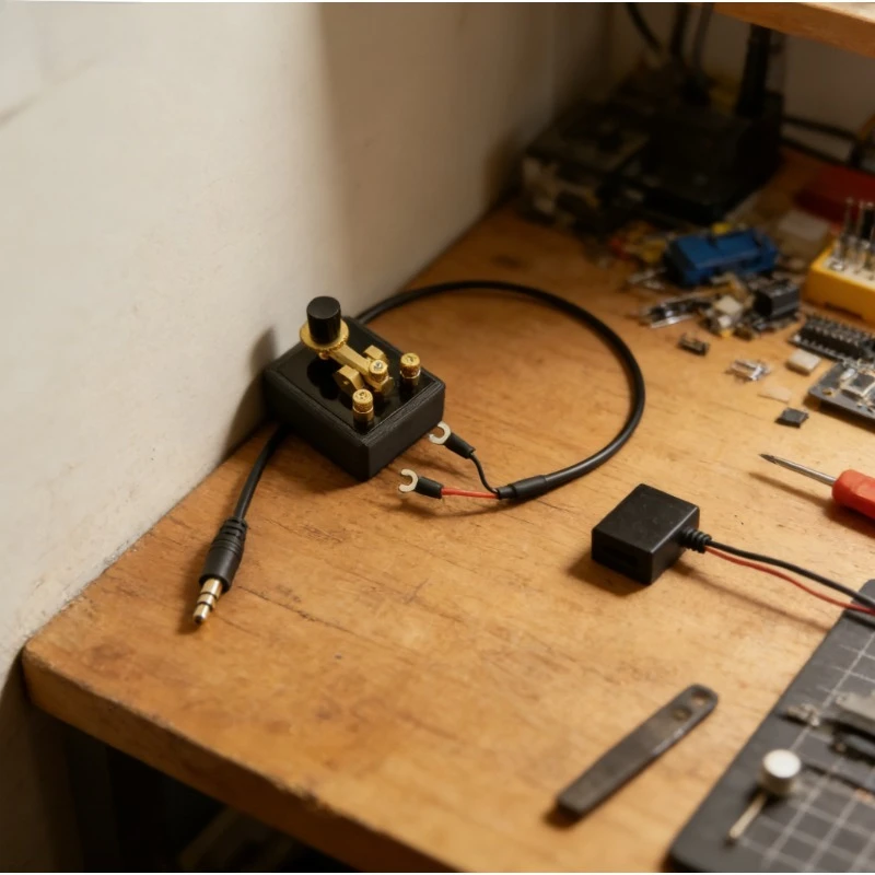 Mini-Morsetaste, kompaktes CW-Übungsgerät mit Sockel und Koffer für Amateurfunk-Sammler, Rot