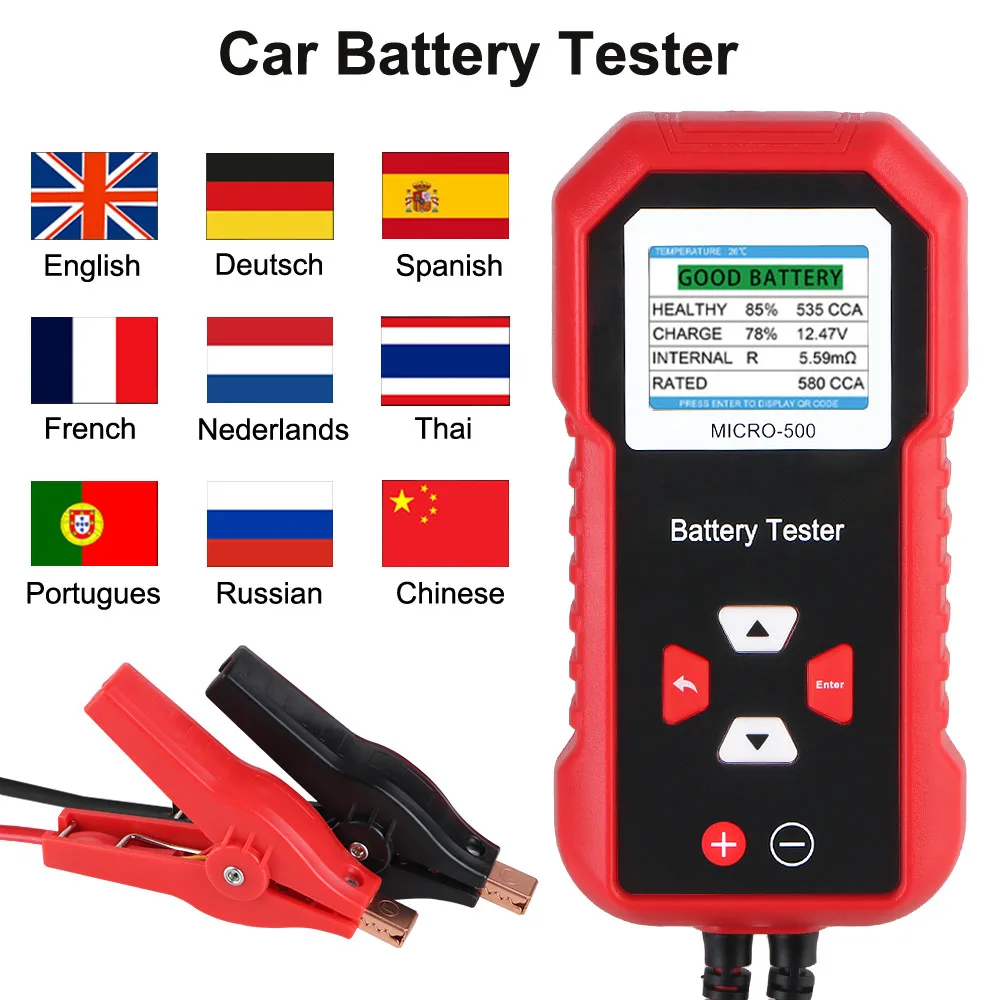 Car Battery Tester For Motorcycle Truck SUV Portable Micro-500 Repair Tools 12V Multifunctional Battery Capacity Tester