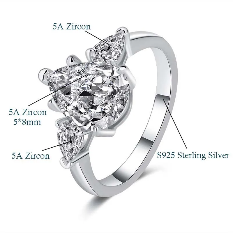1-5CT peer geslepen miossaniet ring GRA gecertificeerd 925 sterling verzilverd 18K D VVS1 Lab diamanten bruiloft verlovingsband voor vrouwen