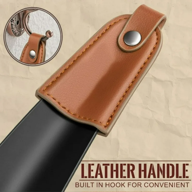 لبيسة حذاء معدنية، مقبض جلدي مقاس 6.7 بوصة، لبيسة حذاء قصيرة من الفولاذ المقاوم للصدأ، مناسبة لكبار السن والحوامل. #4