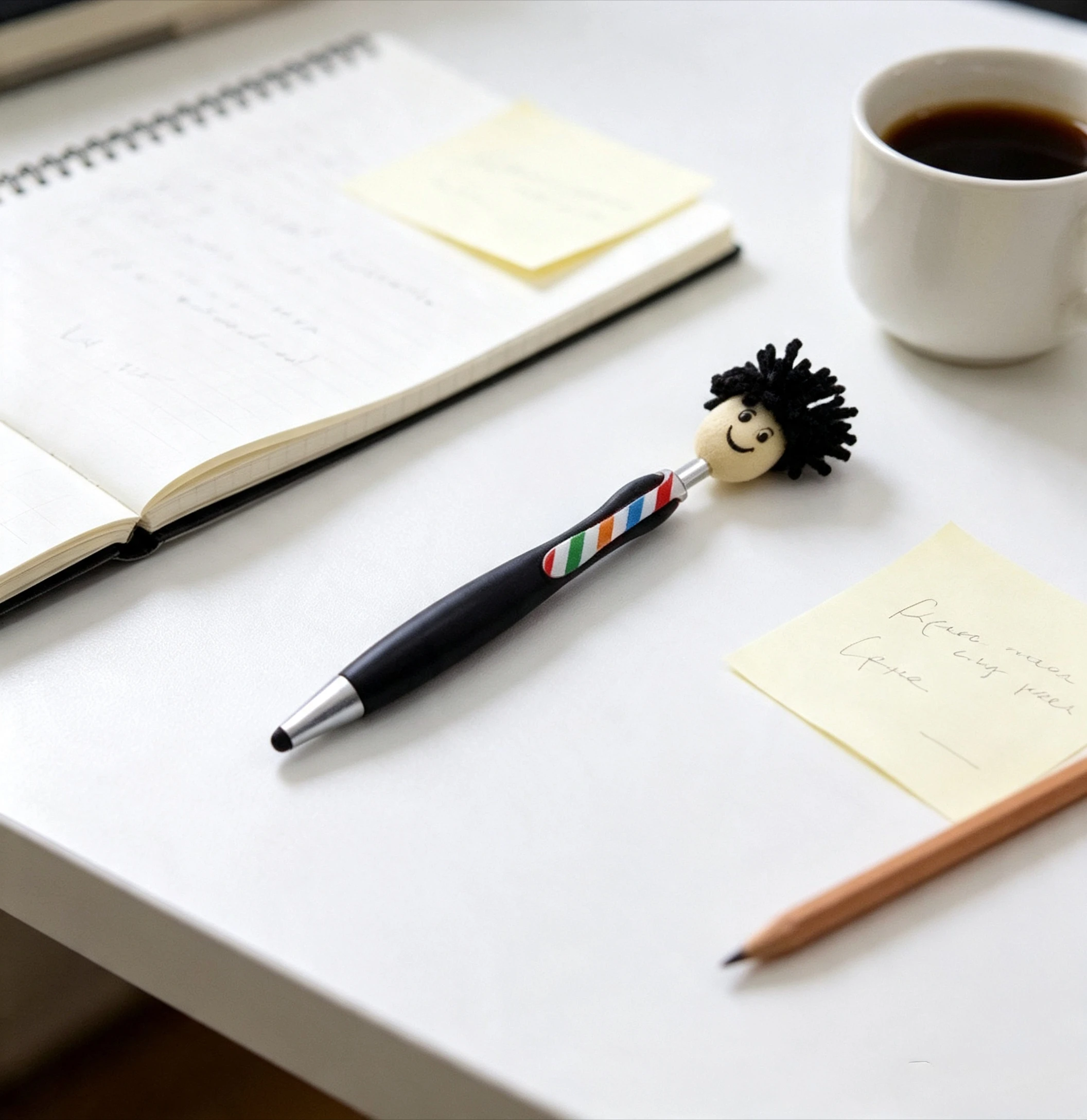 Wholesale Plush Doll Mop Hair Ballpoint Pen Smiley Face Human Shape Touch Screen Stylus Cute Creative Writing Stationery
