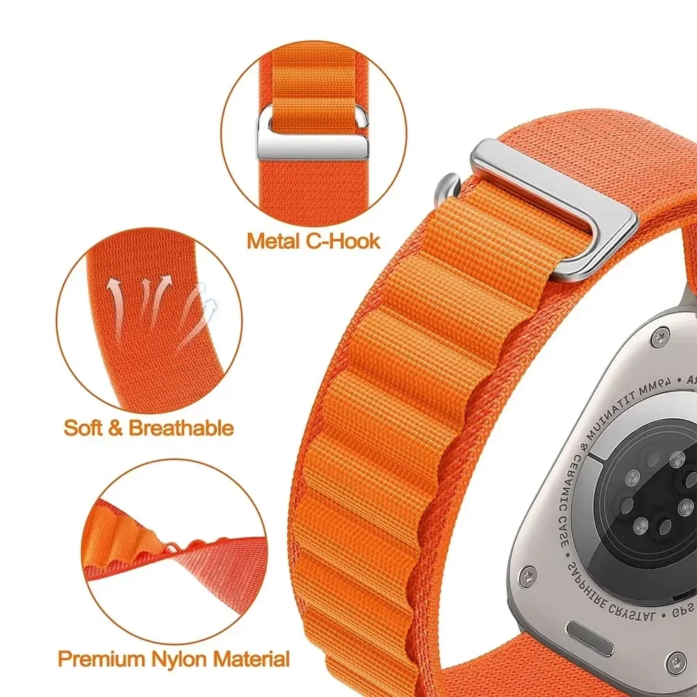 Alpine Loop Strap for Apple Watch Band Ultra 2 3 4 49mm 46mm 45mm 44mm 42mm 40mm 38mm Nylon Bracelets iWatch SE Series 12 11 10 image 3