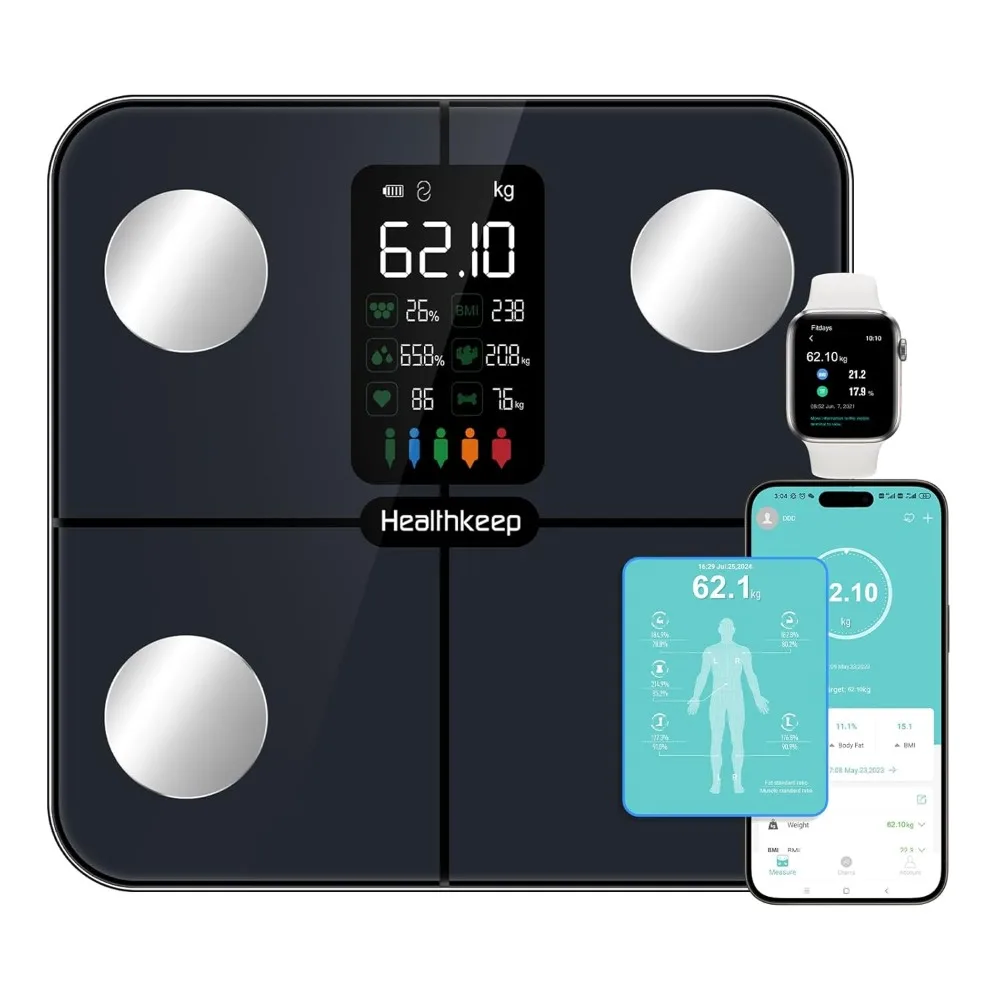 

Smart Bluetooth Body Fat Scale - 15 Health Metrics, Large Display, App Sync & Multi-User Support