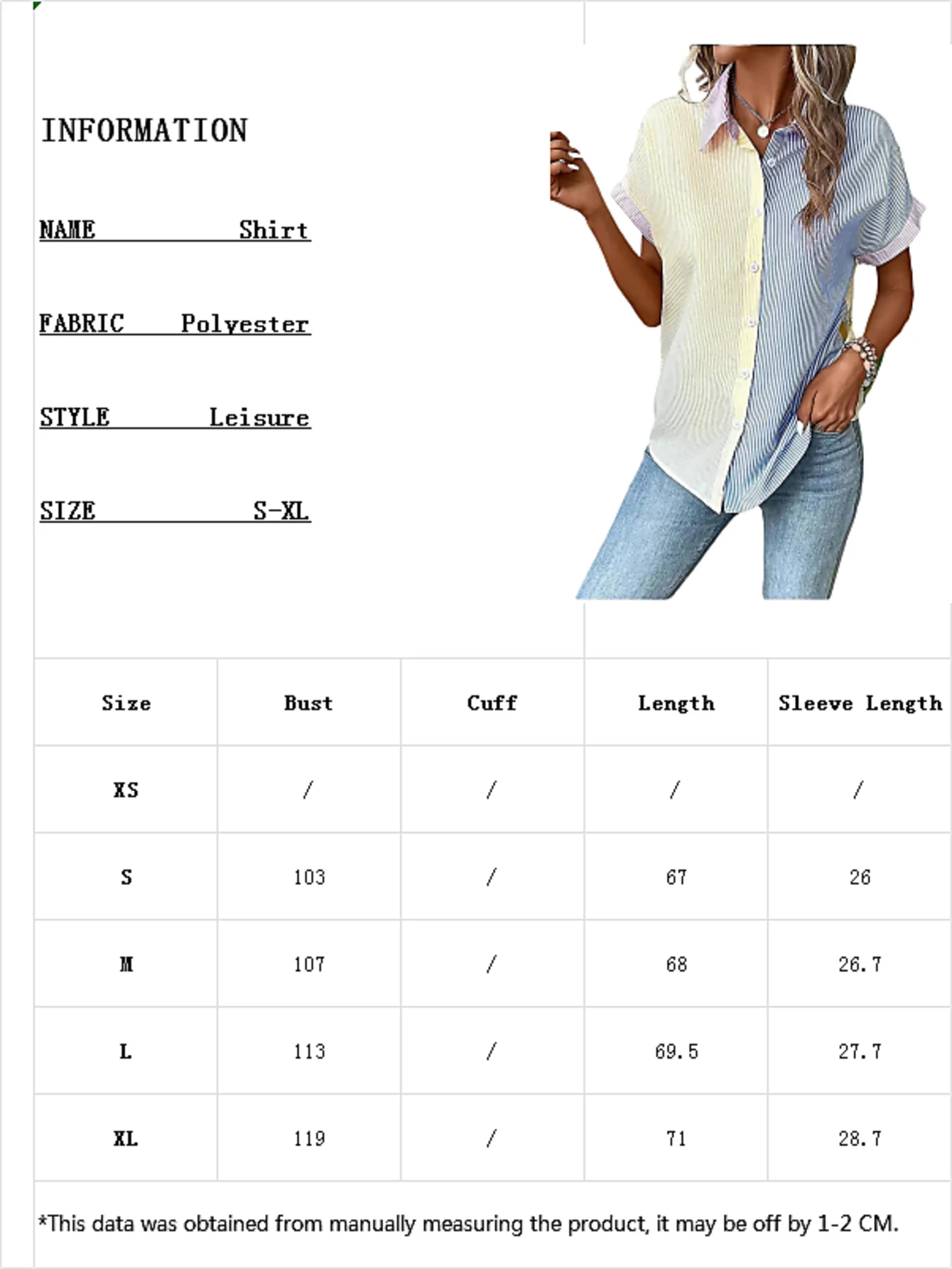 2024 Spring/Summer New Colored Casual Loose Style Shirt, Fashionable Contrast Button Striped Polo Cardigan,Office teacher