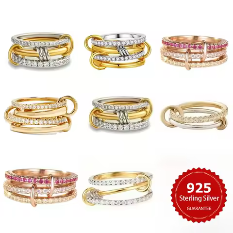 925 Sterling Silver Fashion Luxury Multiple Levels Of Interlocking Zircon Ring For Women Daily Life High Quality Fine Jewelry