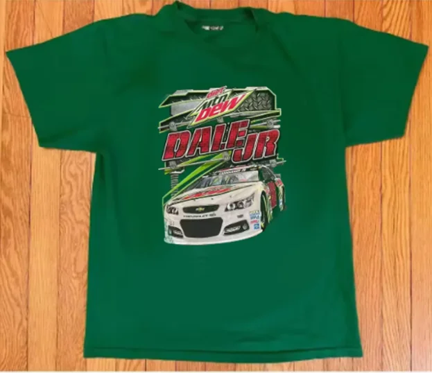 2000s Dale Earnhardt Jr Diet Mountain Dew Hendrick Motorsports T Shirt Size L vintage Washed Casual Versatile  vintage Washed