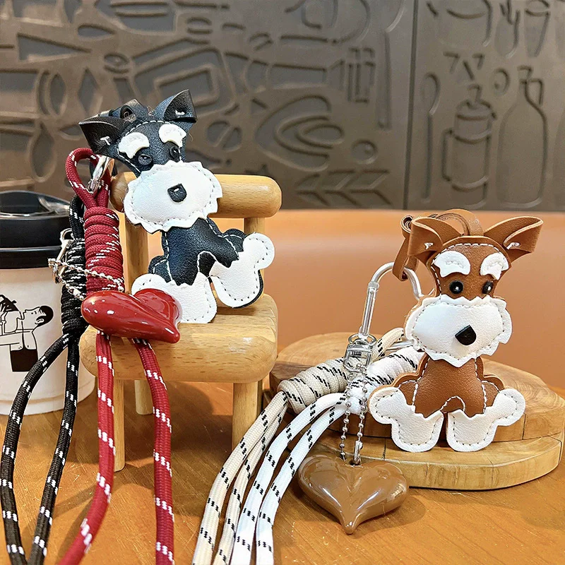 New Cute Puppy Shape Heart Pendant Key Pendant High-end Woven Rope Versatile Fashion Bag Pendant Versatile Bag Parts Accessories