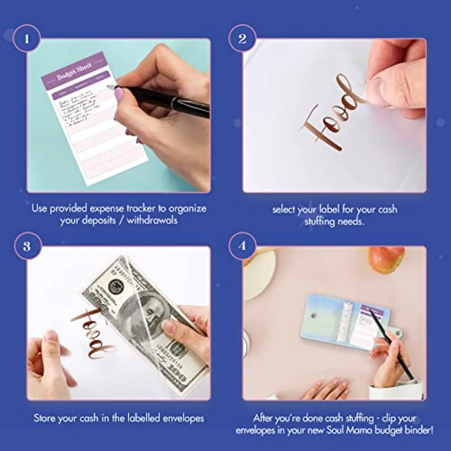Mini Binder with Cash Envelopes - Cute A8 Wallet, Money Organizer, 3 Ring Binder, Clear Budgeting Planner for Cash Savings view 4