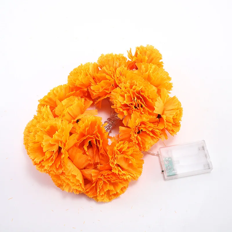 150cm Marigold Garland for Decoration Lighted Day of The Dead Dia De Los Muertos Indian Diwali Altar Halloween Home Party Decor