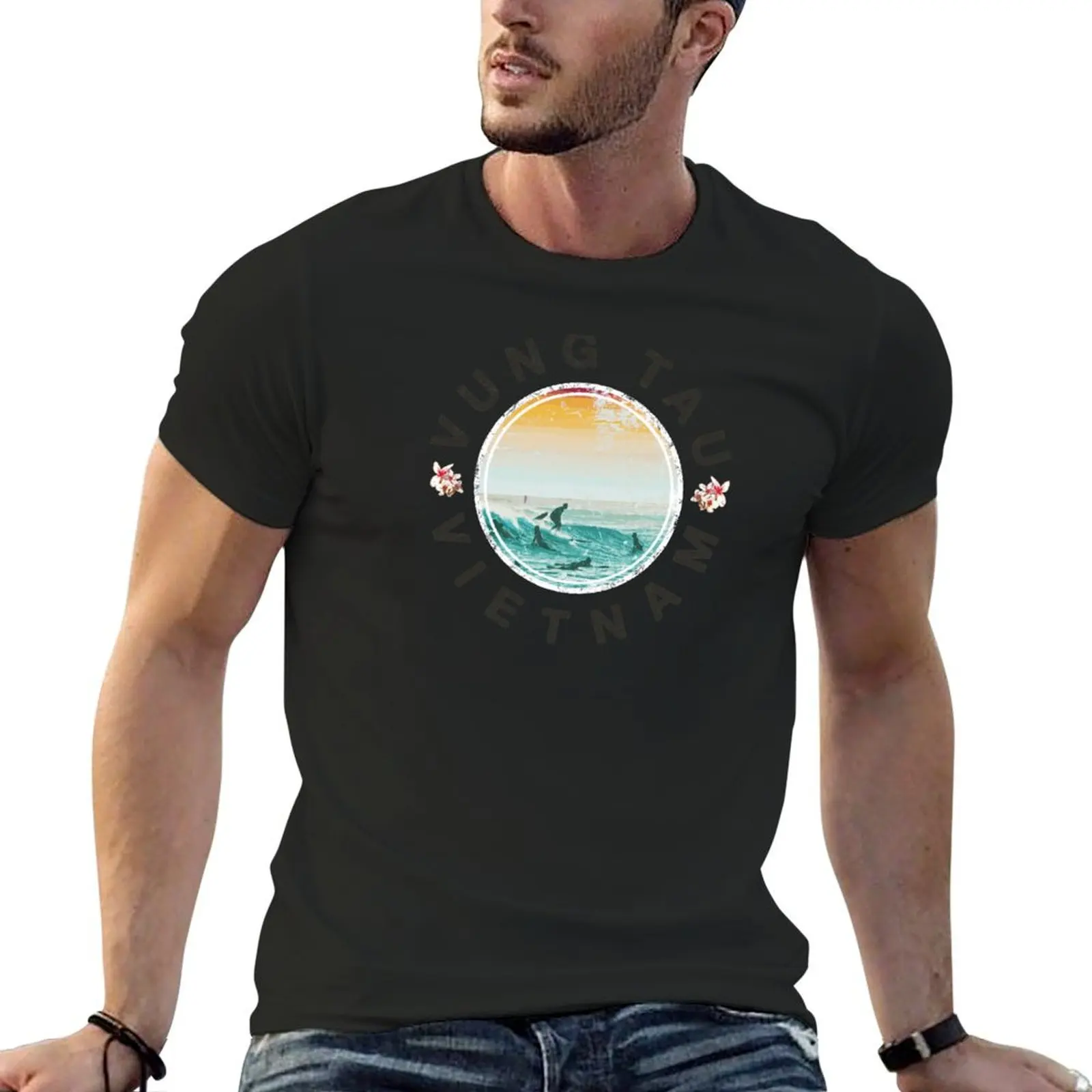 Vietnam Vung Tau Surfing Retro T-Shirt vintage clothes customs mens big and tall t shirts