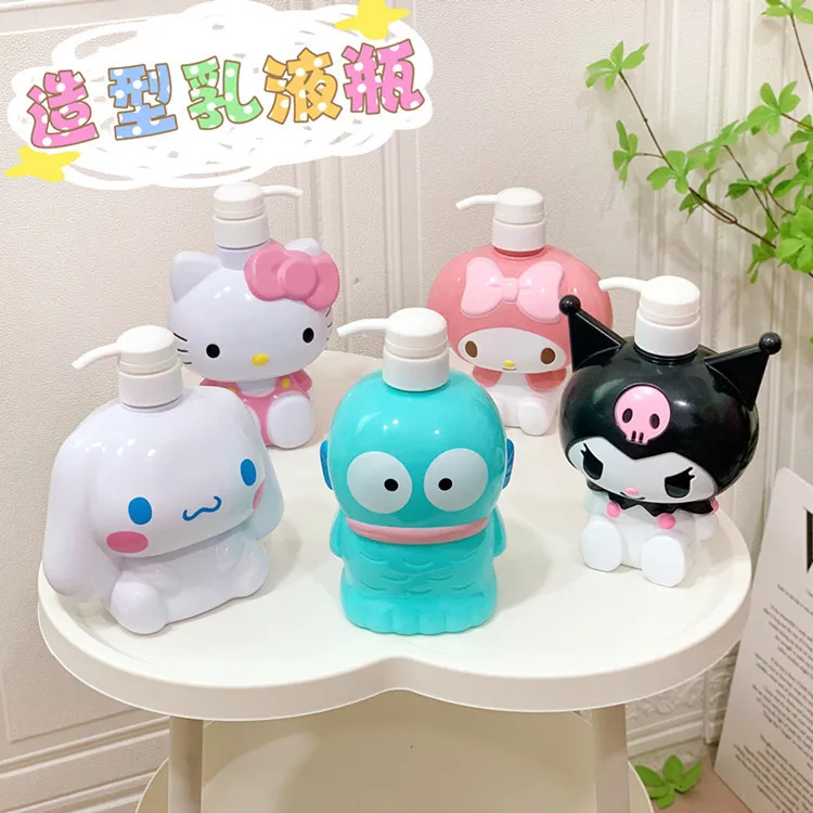 500/750Ml Sanrios Cinnamoroll Hello Kitty Mymelody Cartoon Conditioner Bottle Dispenser Refillable Containers for Liquid Soap