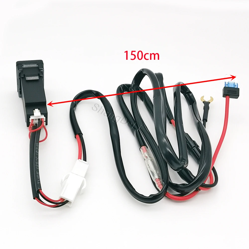 White LED Light Car Fuse Box Type-C PD QC3.0 Dual USB Charging Adapter with Dual Phone Charger Socket for Toyota LC120 Prado view 3