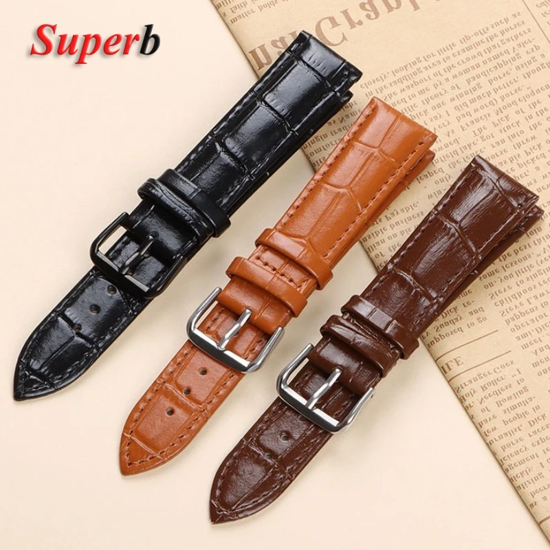 Calfskin Leather Watch Strap Slub Pattern Bracelet 12/13/14/15/16/17/18/19/20/21/22/24mm Universal Watchband Accessories