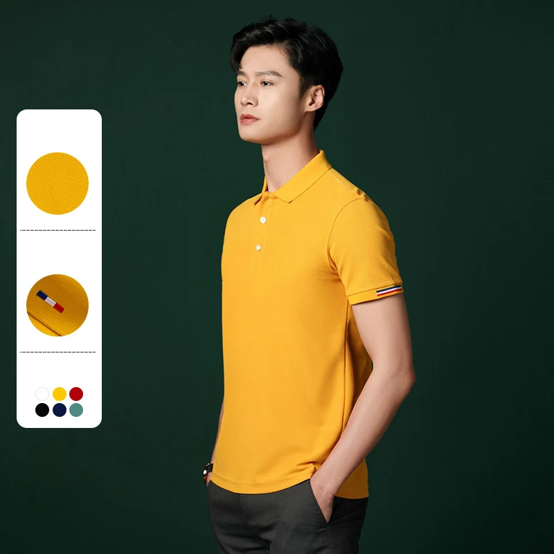 New in shirt summer short sleeve polo shirts for men Casual solid color shirt slim fit formal Polos British style office clothes