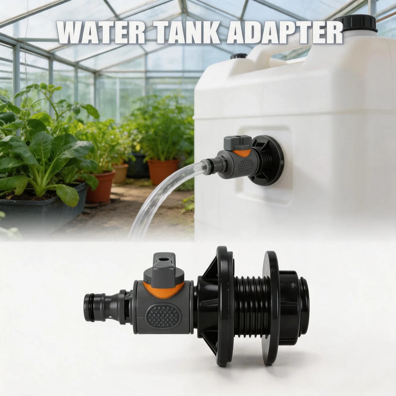 Water Tank Adapter with Valve 3/4'' Material Quick Installation Rainwater Collection Connector Kit Suitable for Irrigation