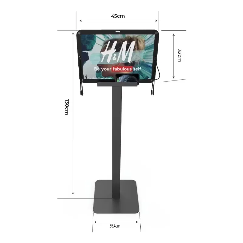 Estación de carga para teléfonos móviles Y2Power IVY, cabina de carga de suelo a techo, acero laminado en frío, opcional con código QR para montaje en pared
