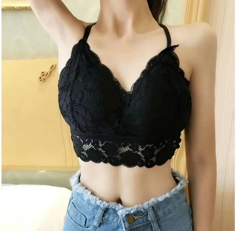 Women Bralette French Style Lace Sexy Beauty Back Bra Girl Underwear Deep V Underwear Without Underwire Soft Thin Seamless Bra