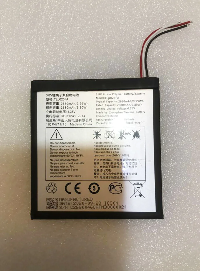 New Original TLp025FA tlp025f7 2630mAh Rechargeable Mobile Phone Battery For Alcatel TLp025FA