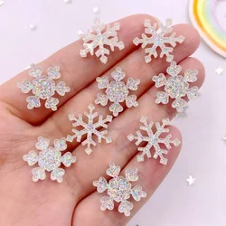 20pcs Glitter Christmas Snowflake Flat back Rhinestone Acrylic Sheet Miniature Pattern Applique DIY Christmas Panel Scrapbook F8