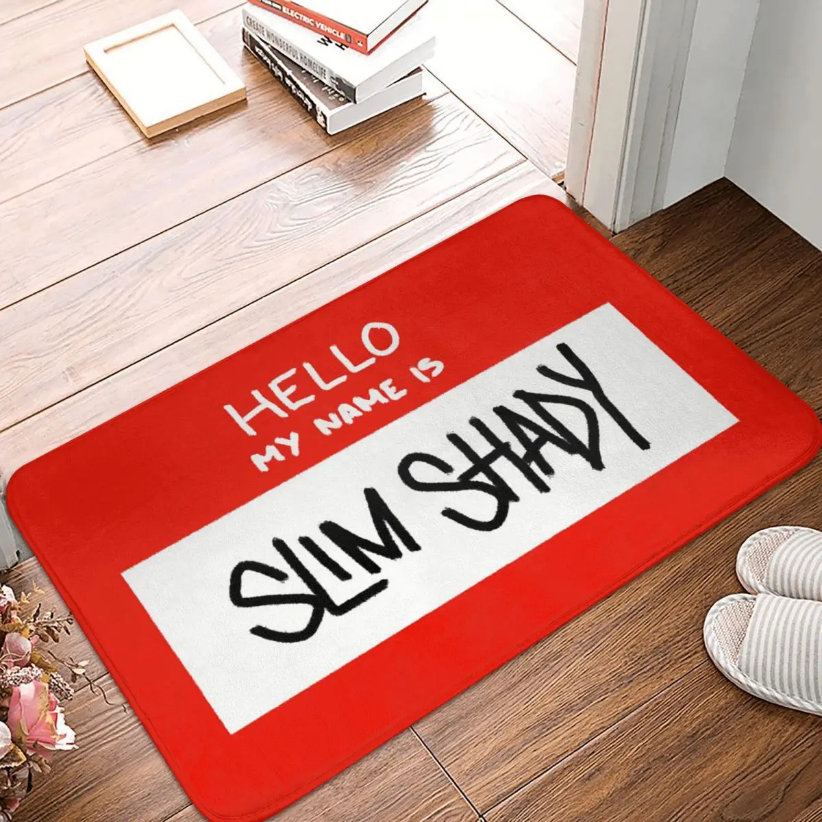 Hello ฉันชื่อ Slim Shady Eminem Anti-SLIP พรมเช็ดเท้าพรม Antiwear พรมพรมสําหรับห้องครัว Entrance Home ห้องนอน Footpad MAT