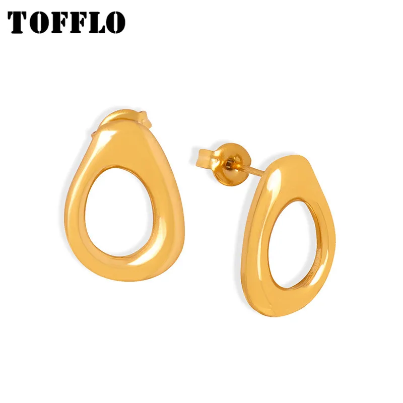 TOFFLO Stainless Steel Jewelry Droplet Shaped Hollow Pendant Earrings For Women's Fashion Earrings BSF943