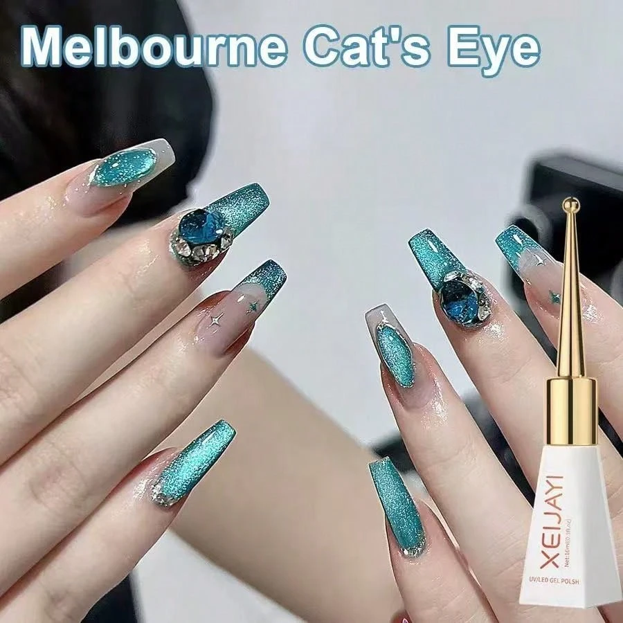 0.5oz Cat's Eye Gel Polish with 15ML Holographic Glitter Glitter Translucent Jelly Color Magnetic Polishing Salon DIY