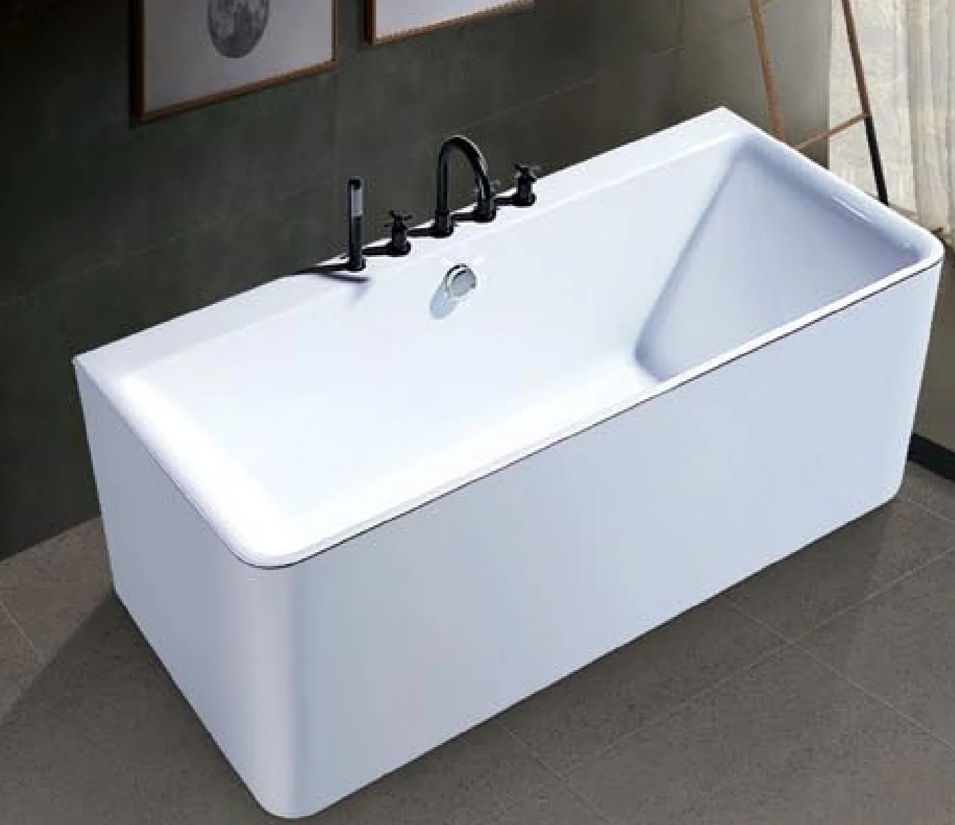 

Special Shape Art Tub Freestanding Bathroom Solid Surface Acrylic Bath Tub Designer Standard Bathtub