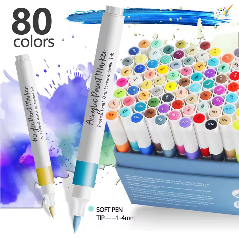 12/24 Colors Soft Headed Different Color Acrylic Marker Pen, Color Art Graffiti Pen, Waterproof, Opaque, Water-Based Soft Headed - Image 7