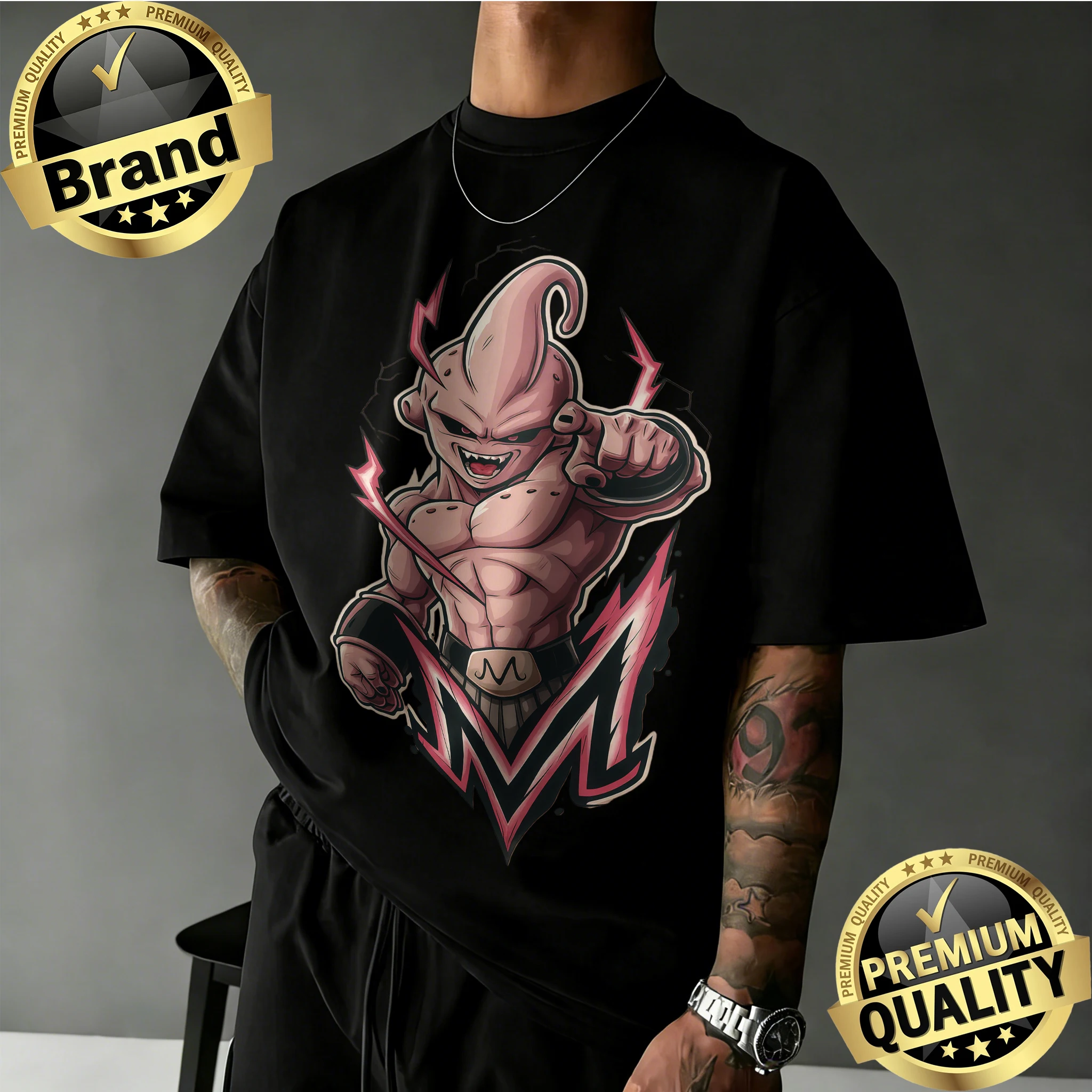 Camiseta Extra Grande de Algodón 100% de Dragon Ball Z para Hombre, Mujer y Niños, Diseño de Buu Malvado con Estampado de Grafiti, Estilo Retro Anime para Fanáticos, Verano 2026