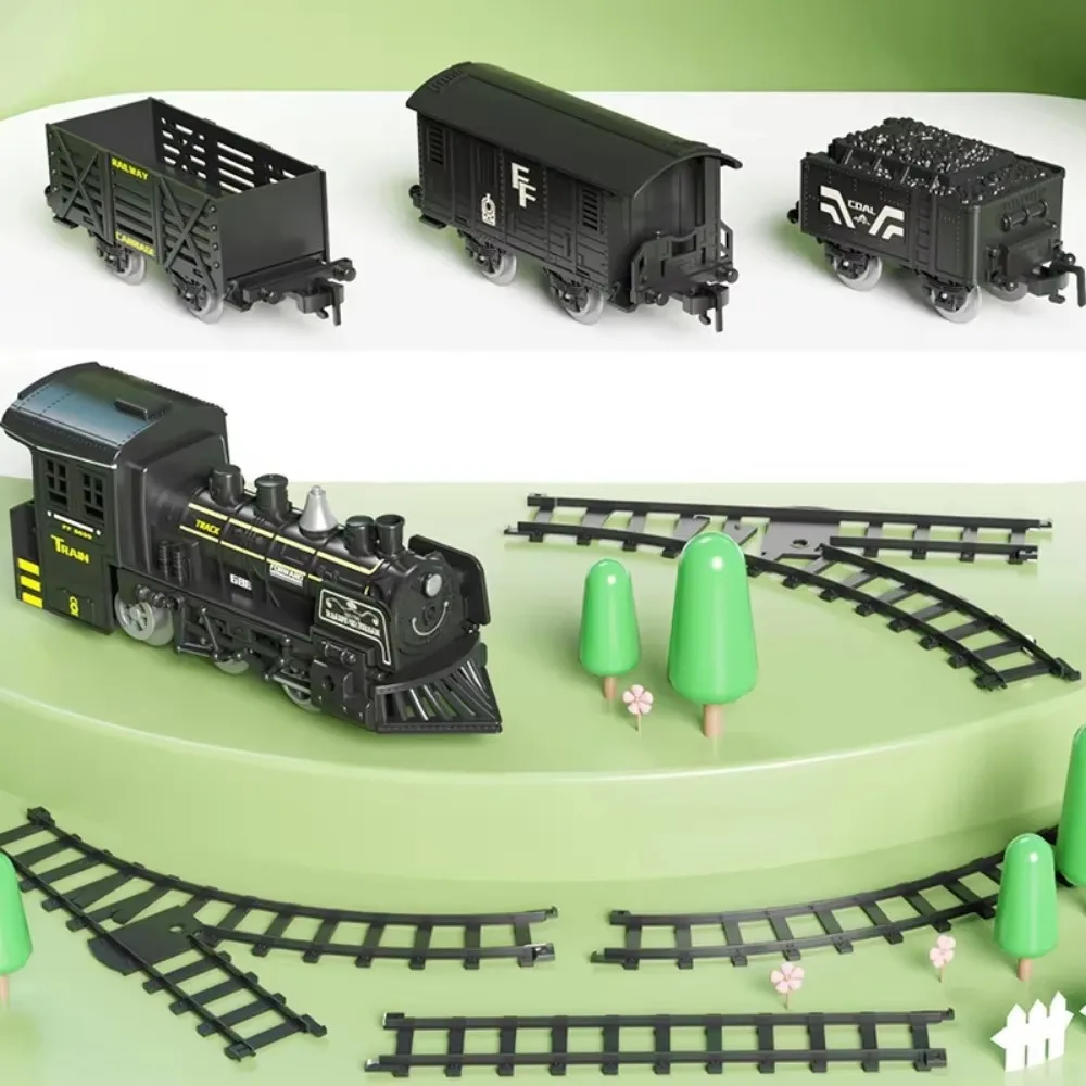 시뮬레이션 전기 증기 기차 모델 장난감, 클래식 철도, 스모크 트랙, 어린이 소년 장난감 선물