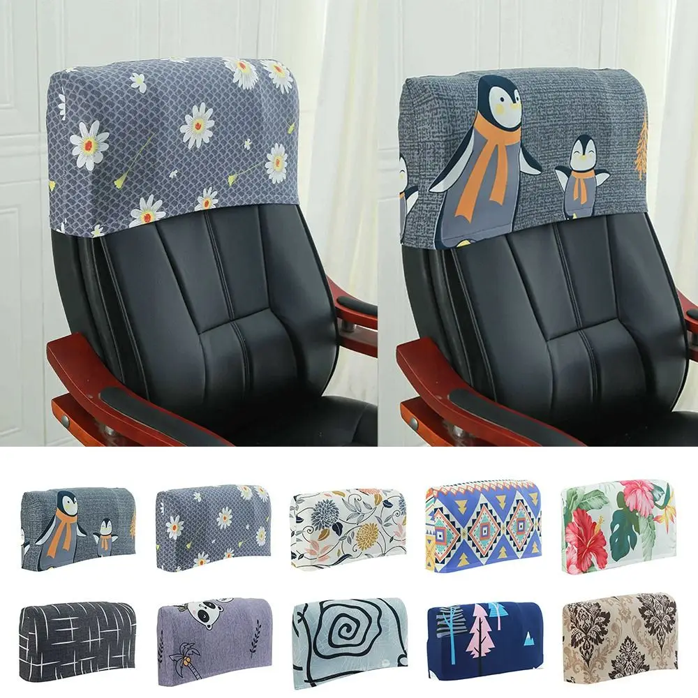 Cartoon Panda Penguin Rose Pattern Elastic Office Chair Backrest Cover Dustproof Comfortable Chair Back Protection