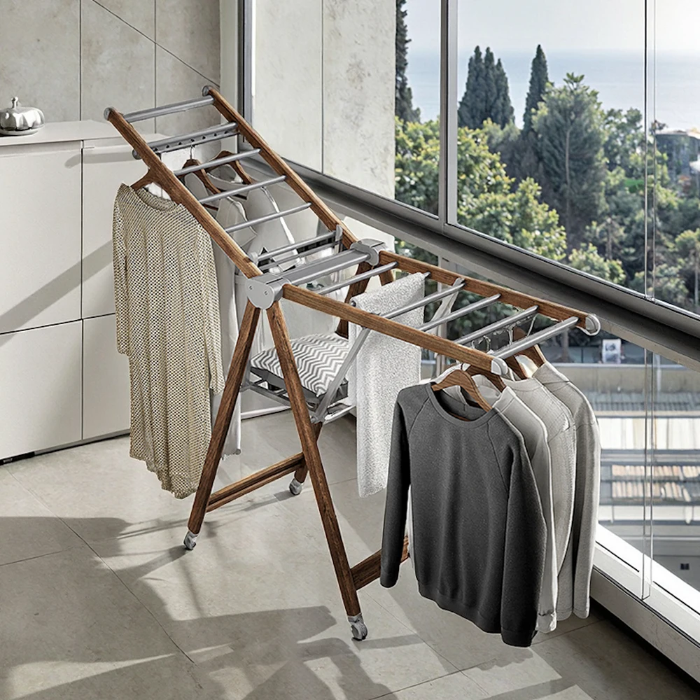 2026 Large Heavy Duty Telescopic Clothes Rack Folding Clothes Drying Rack