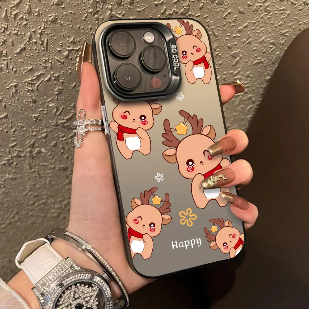 Christmas Cartoon Elk Style Luxury Silver IMD Case For VIVO S18 S17 Pro S16 Pro 5G S18Pro S17 S16E S17T T2 4G T3 5G Cover Fundas