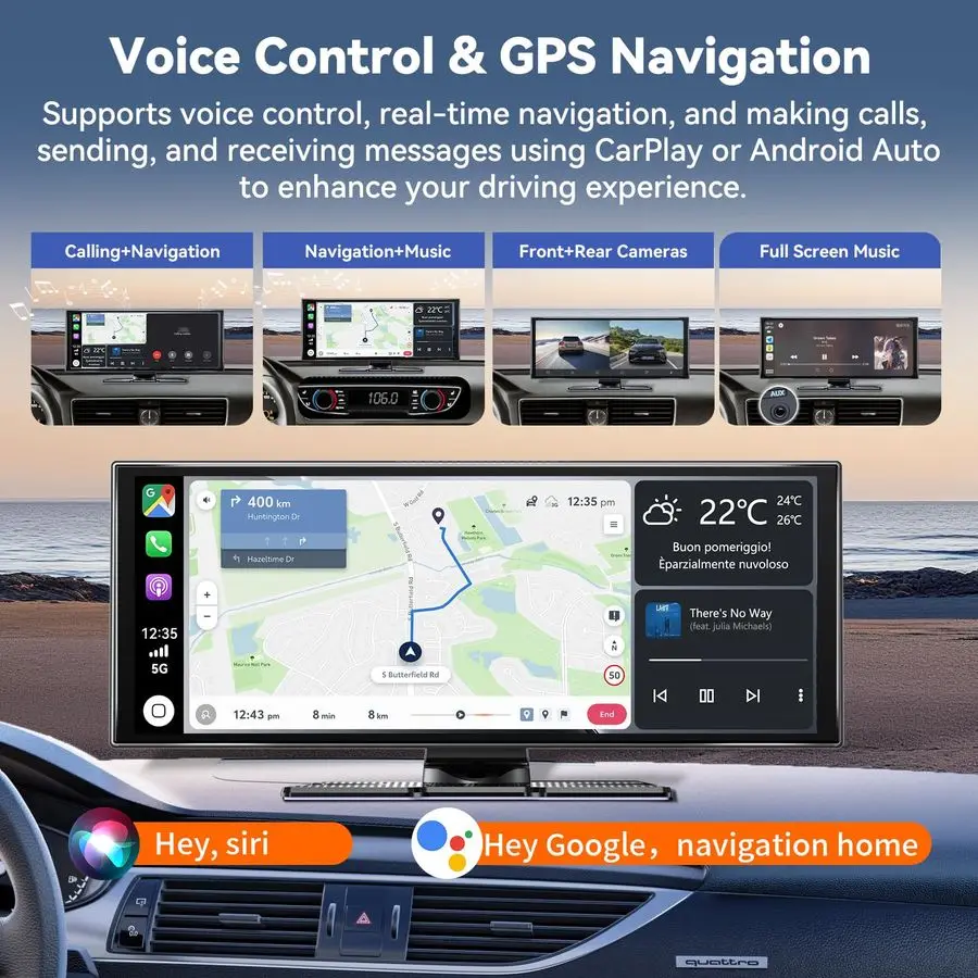 شاشة للسيارة 11.5 أكبر شاشة عالية الدقة لـ Carplay amp Android Auto Car Stereo مع كاميرا احتياطية 4K Dash Cam 1080P، GPS Navigati