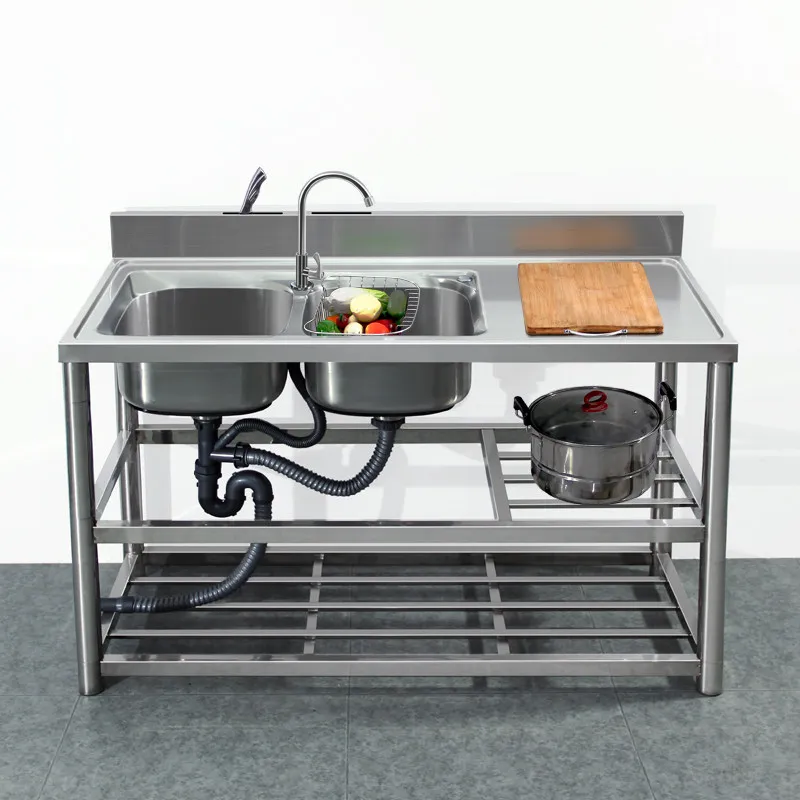 Undermount Stainless Steel Workstation Sink, Single Bowl with Integrated Ledge & Stand, Multi-Function Prep Sink