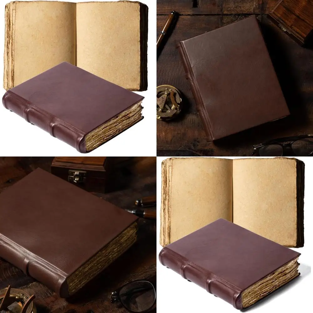 革装丁のヴィンテージ日記（デッケルエッジページ付き）：女性の旅行や日常の記録用ジャーナル