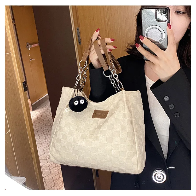 

Trendy Fashion Women's Single Shoulder Crossbody Bag Canvas Bag Simple Student Classroom Commuter Tote Bag