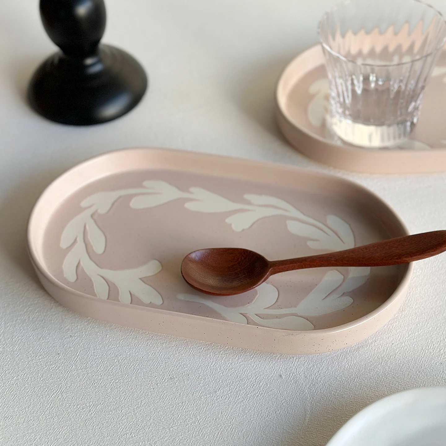 LMM ceramic high temperature underglaze color sesame glaze oval plate fat reducing meal ceramic plate