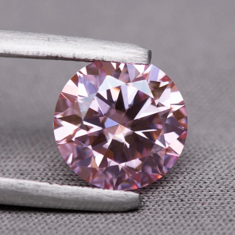 Moissanite Stone Sakura Pink Colour Round Cut Lab Created Synthetic Gemstone Passed Diamond Tester Comes with GRA Certificate