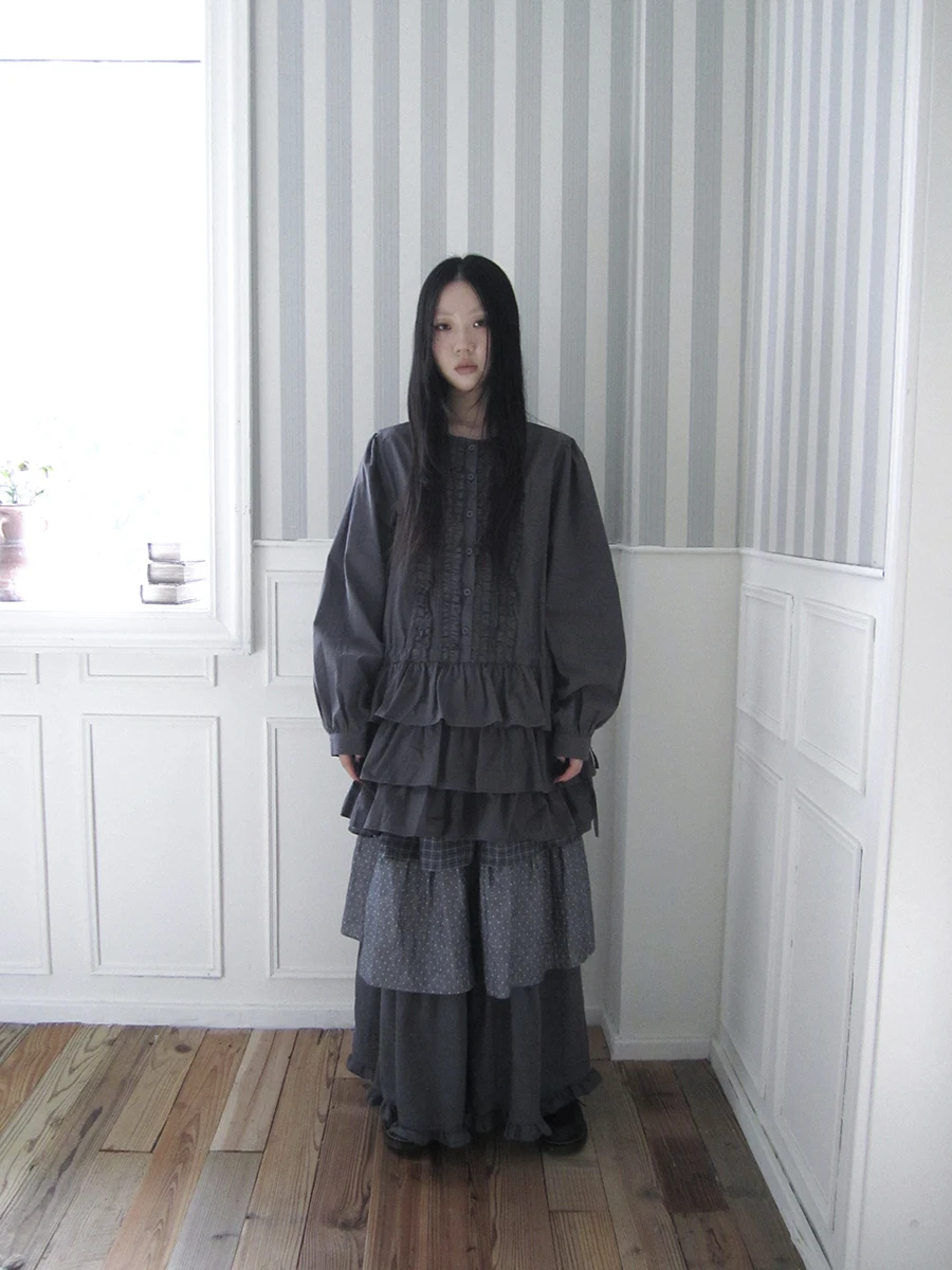 

Retro Sle Long Sve Button Plaid Skirt Design irt T-irt Women's Loose Fit Casual Faion Pure Color Button up irt