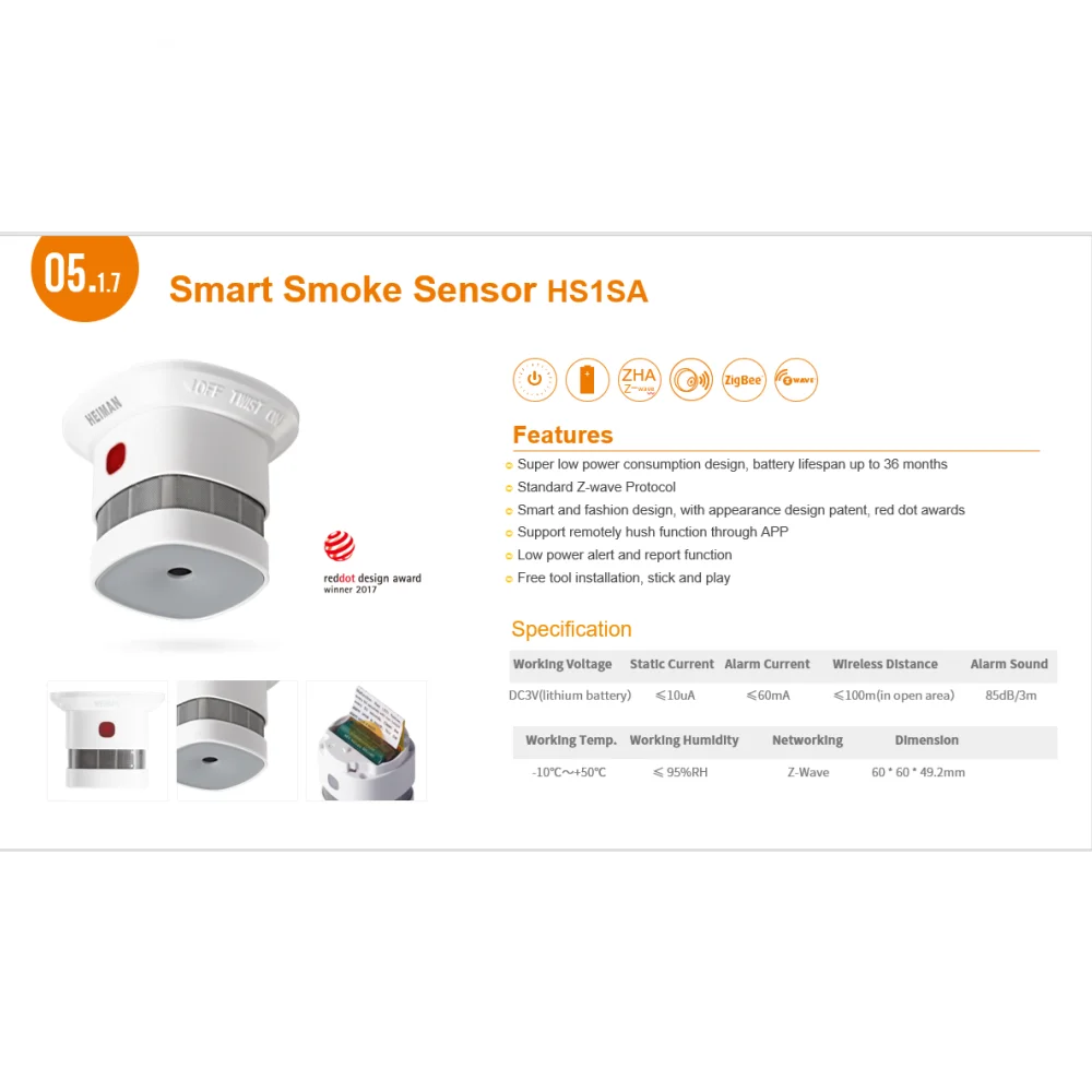 2024 CE 14604 Tuya Zigbee Smoke Fire Alarm Detector Photoeletric Smoke Sensor Builtin CR123 Lithium Battery