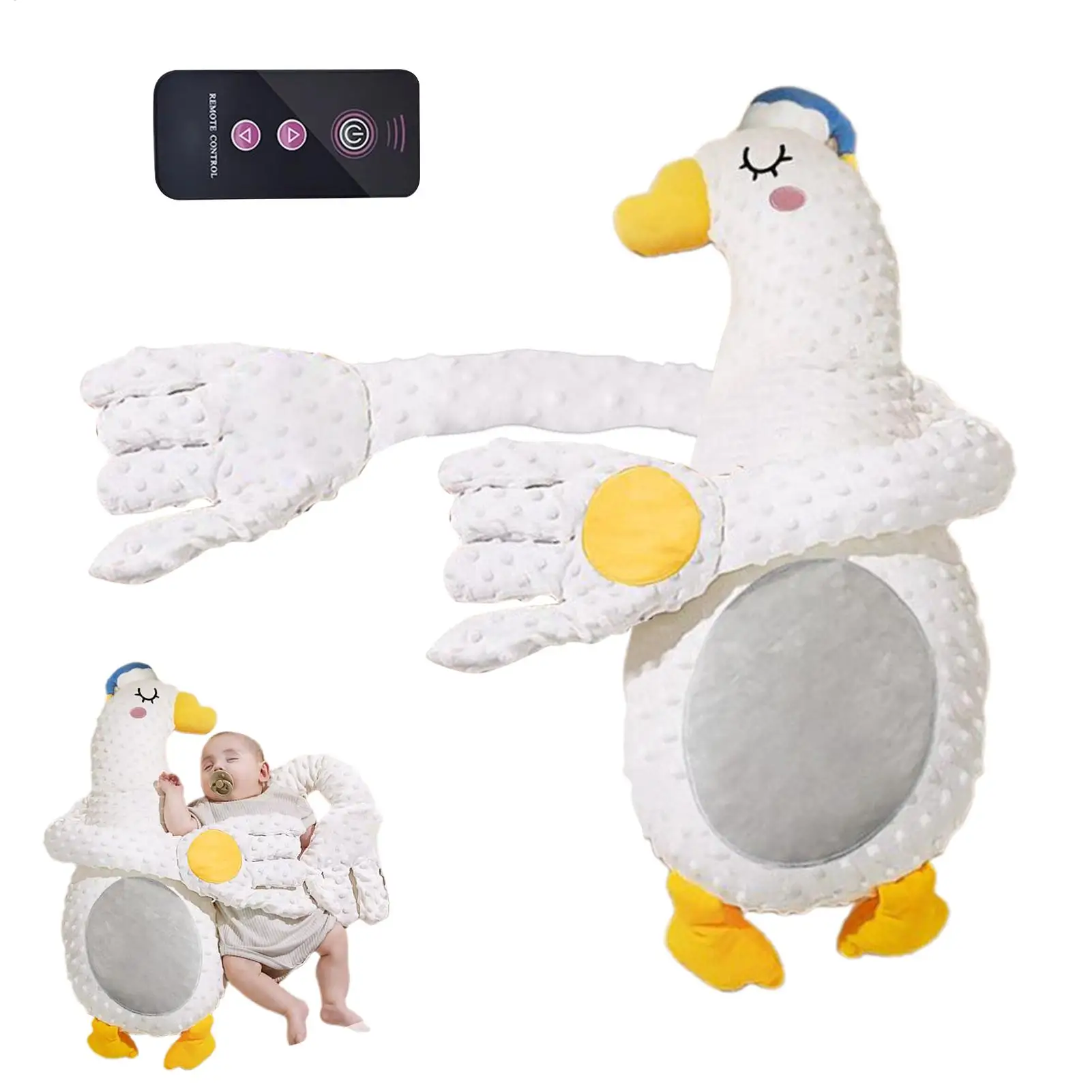 リモコン付き電動ベビー睡眠玩具、赤ちゃん睡眠補助コンパニオン、漫画柄のパッティング機能付き漫画ベビー睡眠補助おやすみ枕