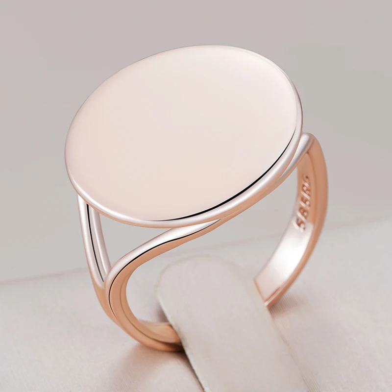 Kinel Heißer Mode Glänzend Großen Ring Für Frauen 585 Rose Gold Farbe Einfache Runde Zubehör Hohe Qualität Täglichen Edlen Schmuck