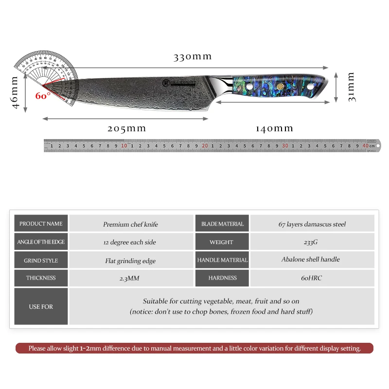 Grandsharp Professional 8 Inch Chef Knife Japanese Damascus Steel Kitchen Knives Meat Cleaver Fish Slicing Cooking Tool Gift Box