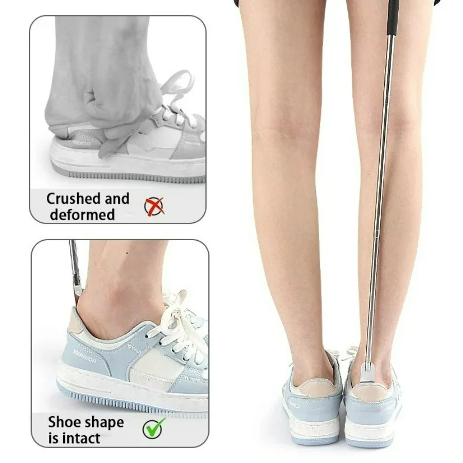1/2 Stück ausziehbarer Schuhanzieher aus Metall, 26–65 cm langer Griff, Schuhlöffel für Schwangere und ältere Menschen, verstellbarer Schuhheber – Detail 4